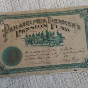 Philadelphia Firemens pension fund certificate
